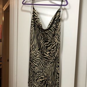 Cowl neck satin mini dress